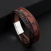 Pulseira Masculina Artesanal Transfronteiriça com Cabeça de Touro, Árvore da Vida, Caveira, Fecho Magnético, Pulseira Marrom e Aço da Moda