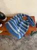 Bolsa de tricô listrada estilo coreano para mulheres, grande capacidade, bolsa de ombro tecida casual, bolsa de palha tecida estilo férias para o dia a dia