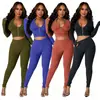 Hdk10659 Suministro Exclusivo Transfronterizo para Comercio Exterior Europeo y Americano de Amazon Ropa de Mujer, Top con Cremallera y Puntadas de Línea, Conjunto de Dos Piezas Ajustado