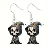 Conjunto de brincos fofos de desenho animado de Halloween com decorações de múmia, abóbora, gato preto, diabo e esqueleto