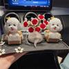 Adornos para el Interior del Coche, Adornos para Coche con Cabeza Oscilante, Perro Teddy de Pedrería, Gato de la Suerte para Coche, Conductora Independiente Transfronterizo