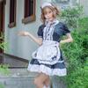 Talla Grande Blanco y Negro Manga Corta Traje de Sirvienta Cosplay Ropa para Adulto Vestido Traje de Sirvienta Vestido Falda de Princesa