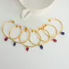 Anillo liso minimalista elegante brillante diseño de ágata colgante de piedra natural acero de titanio chapado en oro pulsera abierta