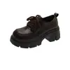 Sapatos Pequenos de Couro com Cadarço Cabeça Grande Moda Feminina Verão Novo Salto Bloco Versátil Estilo Academia Britânica Retro Mocassins JK
