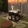 Mesa de Centro Dobrável Ajustável em Madeira Maciça para Apartamentos Pequenos, Mesa de Chá com Carrinho Móvel, Suporte de Chá de Dupla Finalidade, Armário Multifuncional Lateral de Sofá