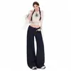 Jeans para mujer con diseño de cintura alta plegable estilo americano, nuevos pantalones versátiles de pierna recta con lavado vintage