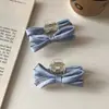 Pinza para el pelo con lazo de tela color crema de verano Pinza pequeña de princesa Pinza para flequillo Pasador lateral Accesorio para el pelo