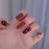 Parche para uñas con protección antidesgaste de diamante marrón rojizo para otoño e invierno, parche para uñas postizas esmeriladas, parche para uñas postizas, productos terminados