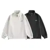 Sudadera de Otoño Sencilla Bordada con Cuello Alto y Media Cremallera para Hombre Marca de Moda Holgada Casual Versátil Top Deportivo Suministro de Comercio Exterior