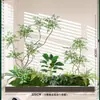 Combinação Paisagística de Plantas Artificiais Verdes Estilo Tropical com Vasos para Escadas Internas e Varandas, Plantas Verdes Grandes para Decoração de Casa, Sem Manutenção