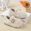 Zapatos de algodón versátiles de moda retro para mujer 2026 otoño e invierno nuevos zapatos peludos sin cordones de suela blanda con una sensación cómoda