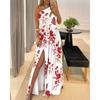 Moda Feminina Nova de Verão 2026, Vestido Elegante de Um Ombro Estilo Comércio Exterior, Vestido Sem Mangas Sexy de Cintura Alta com Fenda