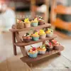 Suporte expositor de joias em madeira de pinho, prateleira de armazenamento de mesa multicamadas, suporte multiuso para plantas e flores, prateleira de escada de madeira