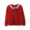 Suéter Holgado Rojo Angora Otoño Nuevo Ajustado y Relajado Suave Ceroso Top 341768t21