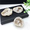 Cristal blanco natural piedra en bruto mini hueco ágata cueva de cristal mineral en bruto cornucopia cueva de cristal blanco mineral adornos estándar al por mayor