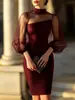 Producto popular transfronterizo en sitios de comercio electrónico independientes: Vestido de retazos de malla con un distintivo diseño de espalda descubierta y ceñido a la cintura