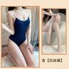 Traje de baño de una pieza erótico talla extra, Sexy delgado transparente de seda de leche con tirantes, Traje de baño ajustado