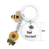 Llavero de Acero Inoxidable Dama Girasol Abeja Llavero Regalo para Amigos Llavero de Abeja Mayoreo