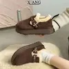 Zapatos Birkenstock Versión Lana Cuero Genuino para Mujer Invierno Antideslizante Suela Gruesa Acolchado de Terciopelo Cálido Slip-On Zapatos de Algodón Botas de Nieve