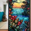 BL142 pegatina estática para vidrio de océano de flores coloridas, película para ventana de PVC sin adhesivo, decoración para el hogar, pegatina para vidrio de ventana