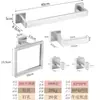 Suporte de papel higiênico de aço inoxidável transfronteiriço, suporte de papel higiênico para banheiro, conjunto de cinco peças, prateleira de parede sem furar para lenços e toalhas, conjunto quadrado
