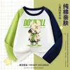 Novas Camisetas de Algodão Estampado Coreano Infantil para Meninos e Meninas, Blusas de Manga Comprida, Roupas Infantis para Primavera e Outono, Camisetas Básicas de Gola Redonda para Bebês