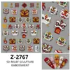 Nuevos Pegatinas para Uñas Serie Despertar del León de Año Nuevo Estilo Ins con Relieve 5D Redanco Calcomanías Tridimensionales para Uñas Z-2728