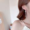 Pendientes Coloridos de Flor Agrietada de Hielo con Aguja de Plata S925 Elegantes Borlas Largas Gradiente Rosa Púrpura Pendientes de Industria Pesada para Mujer