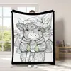 Decoração de Casa Estampa Animal Highland Casual Vaca Manta de Flanela Manta de Lançamento Transfronteiriça Mais Vendida Grafite