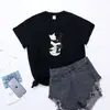 Europa e Estados Unidos comércio exterior quente nova série tai chi Preto e Branco duas cores padrão de gato abraçando impressão feminina manga curta
