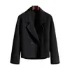Abrigo versátil y elegante de lana 100% de color liso, abrigo corto de lana para personas menudas, abrigo de lana con cuello de blazer