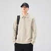 2026 Nova Camisa Polo Masculina de Lapela Primavera e Outono Americana Solta Simples Pesada Rígida Tendência com Capuz