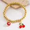 2025 Nuevo Estilo Ins Europeo y Americano Transfronterizo Pulsera de Cobre con Perlas de Corazón de Cereza Oro de 18 Quilates Elegante Versátil Accesorios para la Mano