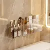 Estante de pared para el baño Estante de almacenamiento para el baño Acrílico Drenaje Maquillaje y cuidado de la piel Almacenamiento dividido Lujo ligero