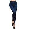 Comércio exterior primavera quente e outono estilo coreano leggings azuis fino elástico sem costura impressão bolso falso calças cortadas atacado
