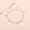 Pulsera de hojas al por mayor de fábrica para mujer, moda coreana para estudiantes, personalidad, plata 925 chapada, cadena de cuentas de bola de doble capa, joyería de comercio exterior