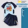 Traje de Banho Infantil Duas Peças Meninos Carros Relâmpago McQueen, Camisa de Natação Raglan de Secagem Rápida com Manga Curta e Bermuda de Natação, Conjunto Completo de Natação para Crianças