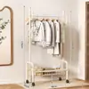 Perchero Móvil con Ruedas Alemán para Sala de Estar, Estante Doméstico para Guardar Ropa, Perchero de Pie Simple para Dormitorio
