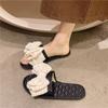 Zapatillas Planas con Estampado Estilo Ins Coreano y Moño para Verano para Casa Zapatillas de Suela Suave para Uso Exterior Sandalias Antideslizantes