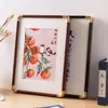 Moldura para Fotos Estilo Chinês Canto de Cobre Moldura Vazia para Montagem de Caligrafia e Pinturas, Moldura de Mesa e de Parede para Exibição de Ponto Cruz e Recorte de Papel