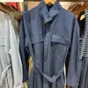 26 Outono Novo Vestido de Algodão com Gola Alta/Vestido Longo Feminino Listrado Colaboração 489452/488693