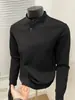 Moletom Masculino de Tricô Waffle com Gola Alta Pequena, Versátil Top de Meio Abertura para Primavera e Outono 2026, Camiseta de Manga Longa com Gola Henley