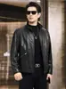 Nueva Chaqueta de Cuero Genuino Haining para Hombre de Primavera y Otoño, Chaqueta de Piel de Ternera Encerada al Aceite con Cuello Solapa, Chaqueta Casual de Moda para Hombre