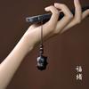 Colar com pingente de porco de bênção de sândalo preto, chaveiro de carro de porco, pingente de porco do zodíaco, corrente de celular para homens e mulheres, joias penduradas