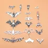 Set de 17 Colgantes y Accesorios de Murciélago de Plata Antigua, 17 Estilos, 1 Cada Uno, aproximadamente 38g Por Set