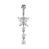 Set de 5 Piezas de Joyería para Piercing de Ombligo de Comercio Electrónico Transfronterizo, Anillos de Ombligo de Mariposa Incrustados con Zirconia, Joyería de Piercing Simple de Moda para el Abdomen