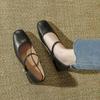 TEAHOO Hecho en casa 2024 Nuevo Vintage Zapatos Mary Jane para Mujer Punta Cuadrada Boca Baja Mocasines Tacón Grueso Zapatos Individuales Mujer