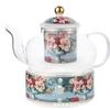 Juego de Taza y Platillo de Porcelana de Hueso de Alta Calidad para Café y Té de Frutas para Uso Doméstico, Estilo Inglés Vintage, Tetera de Vidrio de Alta Estética Calentada con Vela