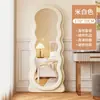 Espejo de Vestir de Moda para Dormitorio del Hogar, Espejo de Pie de Lujo para Niñas, Espejo Irregular de Cuerpo Entero Estilo Ins Ondulado