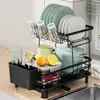 Estante de Secado y Almacenamiento Extraíble para Platos de Cocina Mesa Lateral para Fregadero Doméstico Caja de Almacenamiento para Vajilla y Palillos